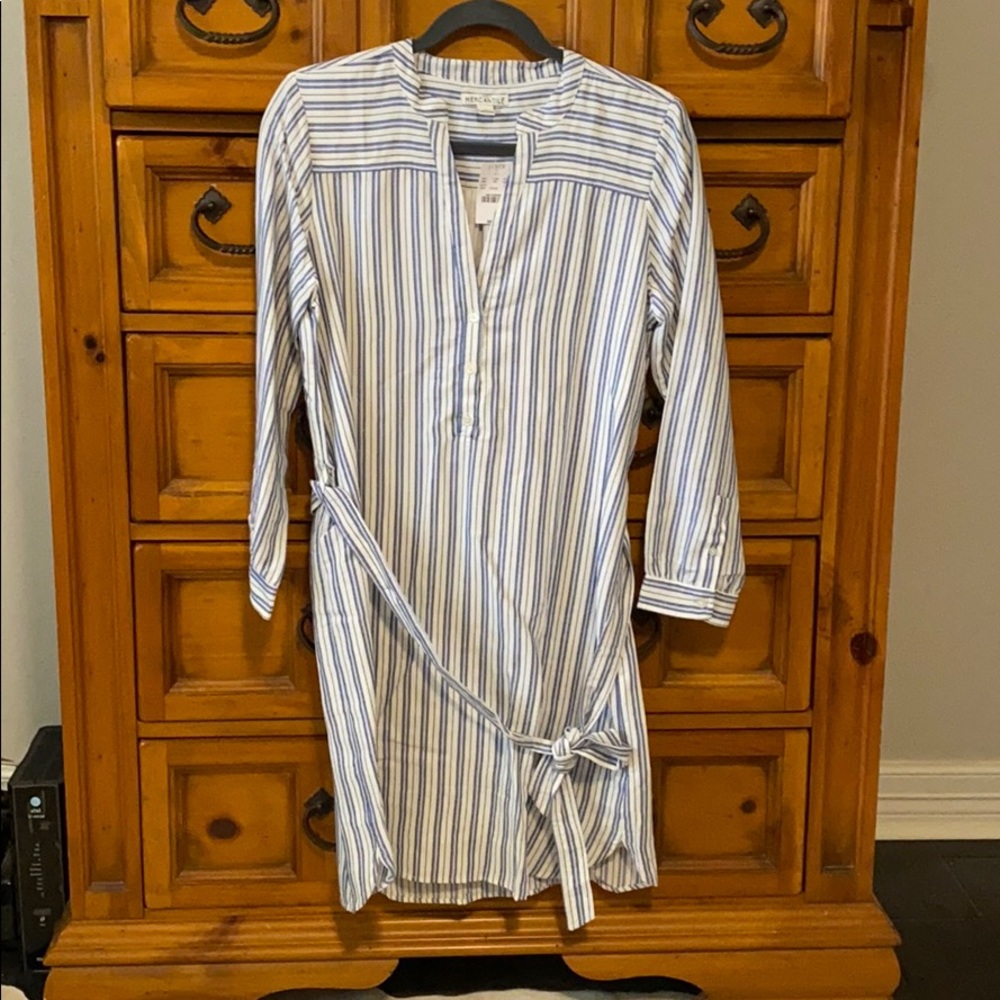 J crew white and blue stripe dress small